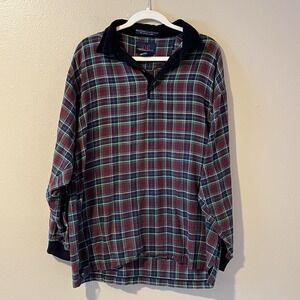 Vintage Flannel Contrast Collar Grunge Retro Charlie Christmas Holiday Plaid L
